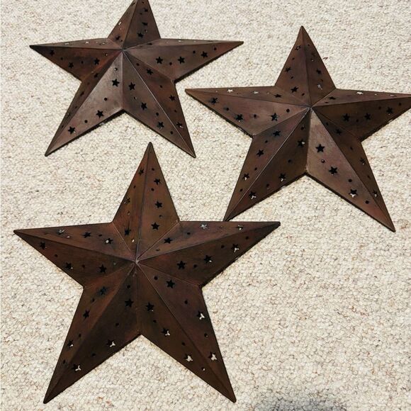 Rustic Brown Metal Star Decor Accents - Picture 1 of 4